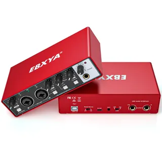 USB Audio Interface, EBXYA 24-Bit/192 kHz USB Soundkarte für Mac, PC, Phone, Mit MIC/XLR/Line Eingängen, High Fidelity XENYX Mic Preamps für Recording, Streaming und Podcasting