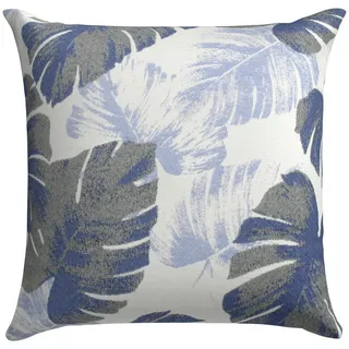 Outdoor-Kissen , Blau, Weiß , Textil , Blätter , Füllung: Polyurethan (PUR),Polyurethan (Pur) , quadratisch , 48x48 cm , pflegeleicht, hochwertige Qualität, formstabil, langlebig, für den Außenbereich geeignet, UV-beständig, wetterfest, Wendekissen , Gartenmöbel, Gartenpolster & Auflagen, Gartenkissen