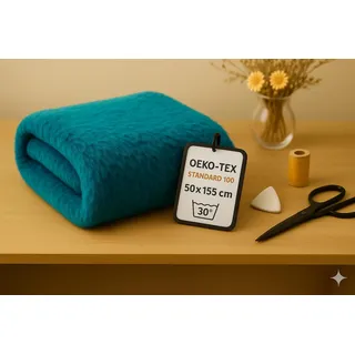 StoffBook BÄRCHENFELL TEDDYFELL FELL STOFF FELLIMITAT (Turkis, 50x155cm)