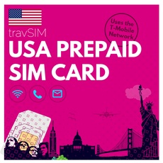 travSIM USA SIM Karte | T-Mobile Netzwerk | 50GB Daten zu 4G/5G Geschwindigkeit | SIM für die USA bietet unbegrenzte Nationale Anrufe & SMS | SIM Karte USA 7 Tage