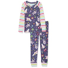 Hatley Mädchen Organic Cotton Raglan Sleeve Printed Pyjama Set Pyjamaset, Cosmic Rainbows, 3 Jahre