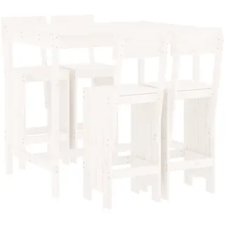 vidaXL 5-tlg. Gartenbar-Set Weiß Massivholz Kiefer - Weiß