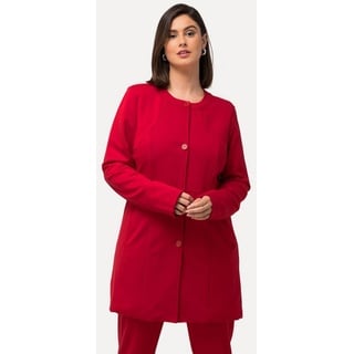 Ulla Popken Damen Longblazer, Ziernähte, Rundhals, Jersey Blazer, rot, 54-56