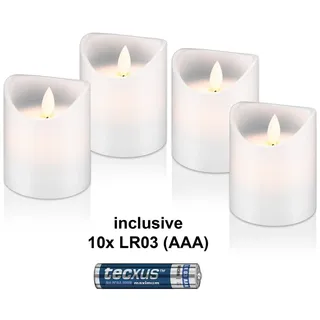 goobay LED-Echtwachskerzen 4er-Set 7,5 cm weiß