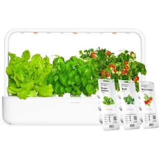 Click and Grow Indoor Garten, einfacher als Hydroponisches anzuchtsystem, Smart Garden mit LED, kräutergarten, Indoor gewächshaus mit 9 Plant pods dabei (weiß)