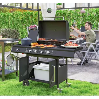 Gasgrill Grillwagen 129,5 x 56 x 110 cm Schwarz