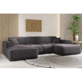kaiser möbel Ecksofa, Eckcouch U form, Wohnzimmer Couch Large 342cm Siena stoff Poso Dunkelgrau - Dunkelgrau