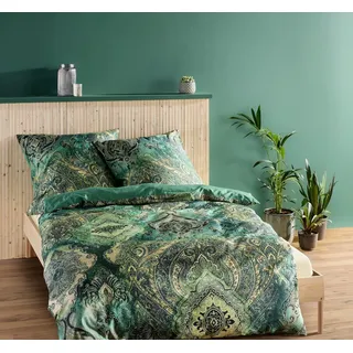 FLEURESSE Wendebettwäsche »Bed Art S« 2 Stk. tlg. Mako Satin 100% Baumwolle mit Reißverschluss, grün