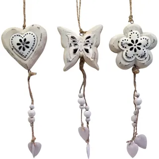 Hänger Herz, Blume Schmetterling 3er Set ca. 30 cm - Dekoration