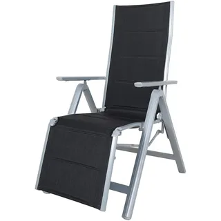 Chicreat klappbarer Relax Liegestuhl, Aluminiumrahmen, Silber/Schwarz, 60 x 17 x 92 cm