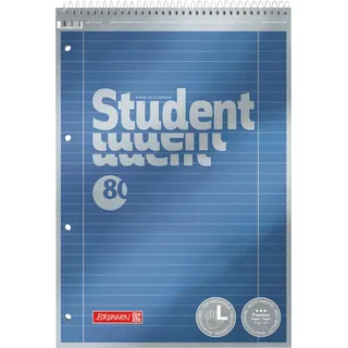 Brunnen Collegeblock Premium Student Spirale oben | A4, Lineatur 27, 80 Blatt, blau