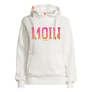 Kapuzenpullover SALZHAUT "Hoodie SÜNN - MOIN FARBVERLAUF", Damen, Gr. XS, weiß (sanftes weiß, neon orange, neon pink), Obermaterial: 55% Baumwolle CO. 45% Polyester PES., Pullover Kapuzenpullover