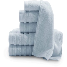 BALTIC LINEN Pure Elegance Luxus-Handtücher aus 100% türkischer Baumwolle, 2 Badetücher, 2 Handtücher, 2 Waschlappen, hellblau, 6-teiliges Set
