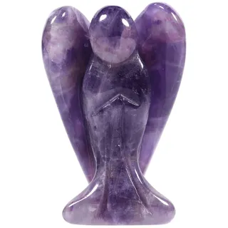 KYEYGWO Amethyst Geschnitzte Edelstein Engel Figuren, Heilung Kristall Schutzengel Stein Talisman Taschenengel Statuen Friedensengel Skulptur Fengshui Ornament für Dekoration Glücksbringer, 3.8 cm