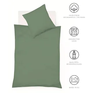 FLEURESSE Provence Unifarben Grün 155 x 220 cm + 2 x 80 x 80 cm