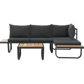 vidaXL 2-tlg. Garten-Ecksofa-Set mit Auflagen Aluminium WPC - Grau