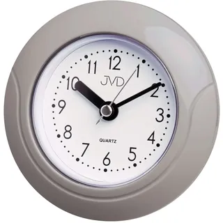 JVD SH33.2 Wanduhr Baduhr Badezimmeruhr silbern klein leise ohne Ticken - Silber, Weiß