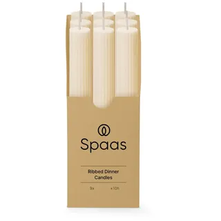 Spaas 9x Bougie de table nervurée 10h - ivoire