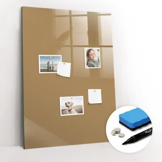 Tulup Magnettafel 70x100 Beige schwarzer Marker , Glas , 70x0.4x100 cm , Bilder & Rahmen, Pinnwände & Magnettafeln