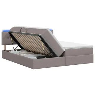 vidaXL LED-Speicherbett mit Matratze Taupe 180 x 200 cm Stoff - Taupe