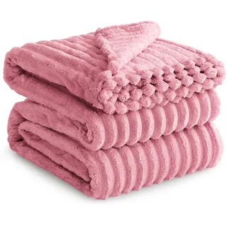 RUIKASI Kuscheldecke 220x240 Flauschig Decke Rosa - XXL Wolldecke Sofadecke für Couch & Bett, Wohn- & Kuscheldecken, Weiche Fleecedecke Warme Große Wohndecke Cord Blanket