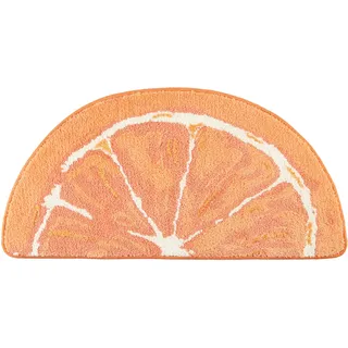 TOWN & COUNTRY PLAY Citrus Slice Badematte, halbrund, saugfähig, getuftet, rutschfeste Unterseite, maschinenwaschbar, Orange, 88,1 x 46 cm