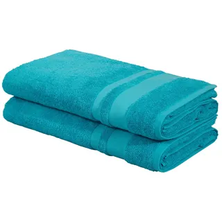 Saunatuch OTTO HOME "Vanessa, 2 Saunatücher, 80x200cm, in Standard- und Premium-Qualität", türkis, B:80cm L:200cm, Walkfrottee, Obermaterial: 100% Baumwolle, Handtücher, Saunatuch, Handtücher mit Bordüre, 100% Baumwolle, einfarbig, weich