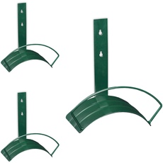 Relaxdays Schlauchhalter, 3er Set, Stahl, für 60 m 5/8" Schlauch, Schlauchhalterung Wand, HBT: 33 x 32,5 x 16,5 cm, grün