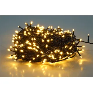 LED Weihnachts Lichterkette warm weiß - 36 m / 480 LED - Garten Deko Beleuchtung mit Netzstecker Strom betrieben für den Außenbereich - Grün