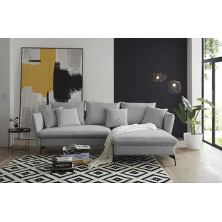 otto home Ecksofa »LIVORNO,258 cm, L-Form,« Schlaffunktion u. Bettkasten (139/224cm), Samt, Struktur, Webstoff, grau,