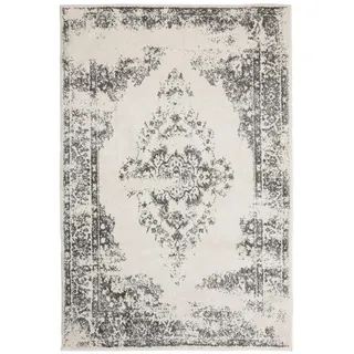 benuta Vintage-Teppich, Creme, Grau, Kunststoff, Vintage, Rechteckig , im Style: Boho-Style, Retro - pflegeleicht, Teppiche - Creme/Grau 200x300 cm - Kunstfaser -
