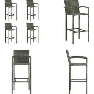 vidaXL Barhocker 4 Stk. Grau Poly Rattan - Barstuhl - Barstühle - Barhocker - Tresenhocker - Grau