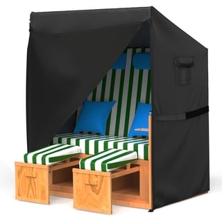 BROSYDA Strandkorb Schutzhülle 135x105x175/140cm, Wasserdicht, Winddicht und UV-Beständig, 600D Oxford Gewebe Abdeckung für Strandkorb mit Wasserdichtem Reißverschluss und Lüftungsschlitzen