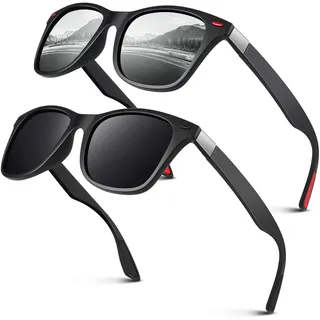 LINVO Sonnenbrille Herren Damen Polarisiert TR90 Superleichtes Retro Eckig Klassisch UV400 Schutz Cat 3 CE