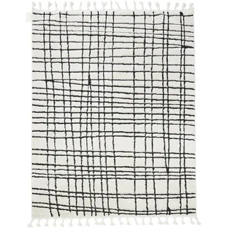 Done. done.® »RIVER« rechteckig 10 mm Höhe modernes Scandi Design, kariert, Hoch-Tief Effekt, mit Fransen,