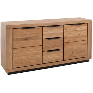 Sideboard , Wildeiche , Metall , Wildeiche , massiv , 2 Fächer , 3 Schubladen , 163x80x40 cm , FSC Mix , stehend , Holzmöbel, Kommoden Holz, Sideboards Holz