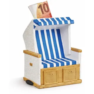 TopShop24You Strandkorb Spardose – Maritimes Design – Urlaubskasse & Reisekasse Sparbox – Geldgeschenk für Urlaub & Meer Fans – 11,5 cm (Blau)