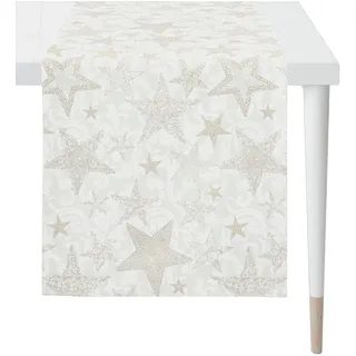Tischläufer APELT "4711 CHRISTMAS GLAM, Weihnachtsdeko, Weihnachten", gold (natur, goldfarben), B:48cm L:140cm, Polyacryl, Polyester, Viskose, Tischdecken, Tischläufer, Lurex-Jacquardgewebe