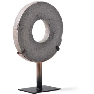 AUCOZE Modern Skulptur Tischdekoration Abstrakte Statue Ornament 35cm | Rustikal Polyresin Kunst mit Metallständer Runder Scheibe Deko Trendige Geschenk für Esszimmer Büro Café