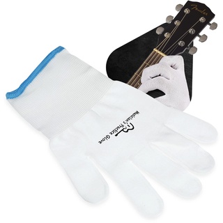 Musiker Praxis Handschuh - 1er Pack Gitarrenhandschuhe für Damen und Herren, Fingerspitzenschutz zum Spielen von Saiteninstrumenten, Handproblemen und mehr, Nylon dünne Handschuhe für Indoor/Outdoor Gigs, XS, Weiß