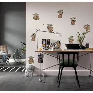 KOMAR Wandtattoo "Star Wars The Mandalorian Grogu The Cutest" 50 x 70 cm (Breite x Höhe) - Kinderzimmer, Wandsticker, braun,grün