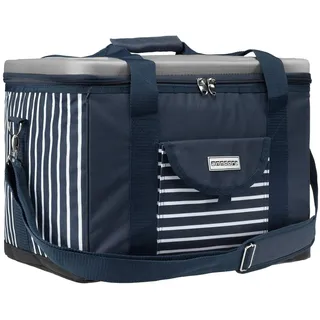 anndora Kühltasche XL Navy blau weiß 40 Liter - Kühlbox Isoliertasche Picknicktasche