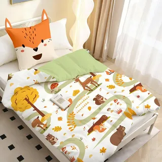 MUSOLEI Bettwäsche 135x200 Mädchen Jungen Tier Fuchs Kinderbettwäsche 135x200 Mikrofaser 3D Bettwäsche-Set Kinder Bettbezug mit 1 Kissenbezug 80x80 Geschenk Einzelbett, Fuchs mit Ohren