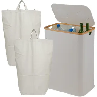 Relaxdays Pfandflaschen-Sammelbehälter 140 l Beige