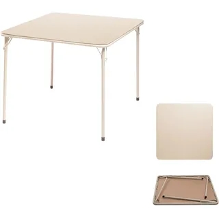FurnitureR Klappbarer Gartentisch 86×86×71 cm, Stabiler Outdoor-Tisch mit wetterfester PVC-Oberfläche und Metallrahmen, faltbar für Terrasse, Balkon, Garten & Picknick, erhältlich in Beige