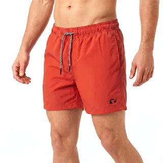 RIPT Herren Badeshorts Schnell Trocknend – Badehose mit Mesh Innenfutter, UV50 Sonnenschutz, Kordelzug Boardshorts für Strand Schwimmen Urlaub Sommer (Rot, L)