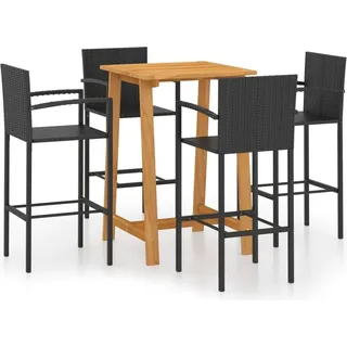 vidaXL 5-tlg. Gartenbar-Set Schwarz - Schwarz