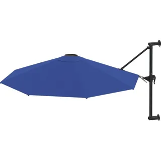 vidaXL Sonnenschirm zur Wandmontage mit Metall-Mast 300 cm Blau - Blau