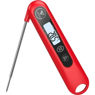 DOQAUS Grillthermometer Digitales Bratenthermometer Fleischthermometer Thermometer Kochen Küchenthermometer mit 3s Sofortiges Auslesen&Langer Sonde,für Braten,Kochen,Grillen,BBQ,Backen-Rot