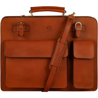 Time Resistance Zeitbeständigkeit Leder-Aktentasche – edle Ledertasche für Herren – Business-Aktenmappe – Vintage-Aktentasche (Cognac Braun)